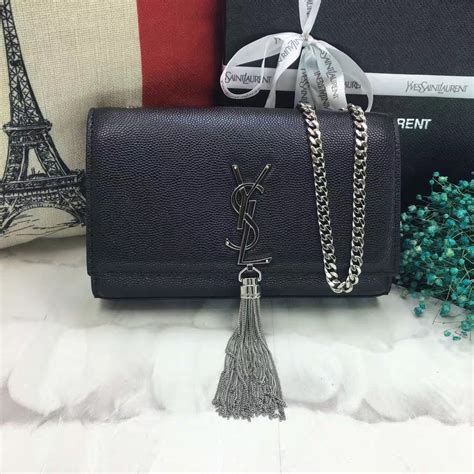 ysl black bag with sliver tassel